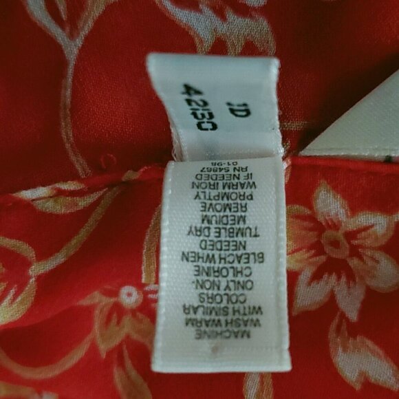 Victorias Secret Sheer Floral Blouse Top L Red Button Front Short Sleeve Fairy - Picture 4 of 5